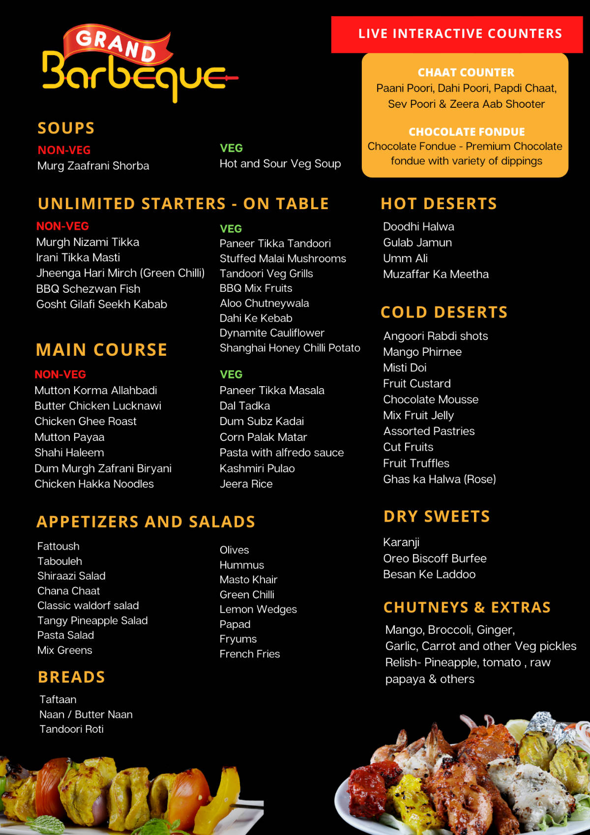 Menu buffet clearance
